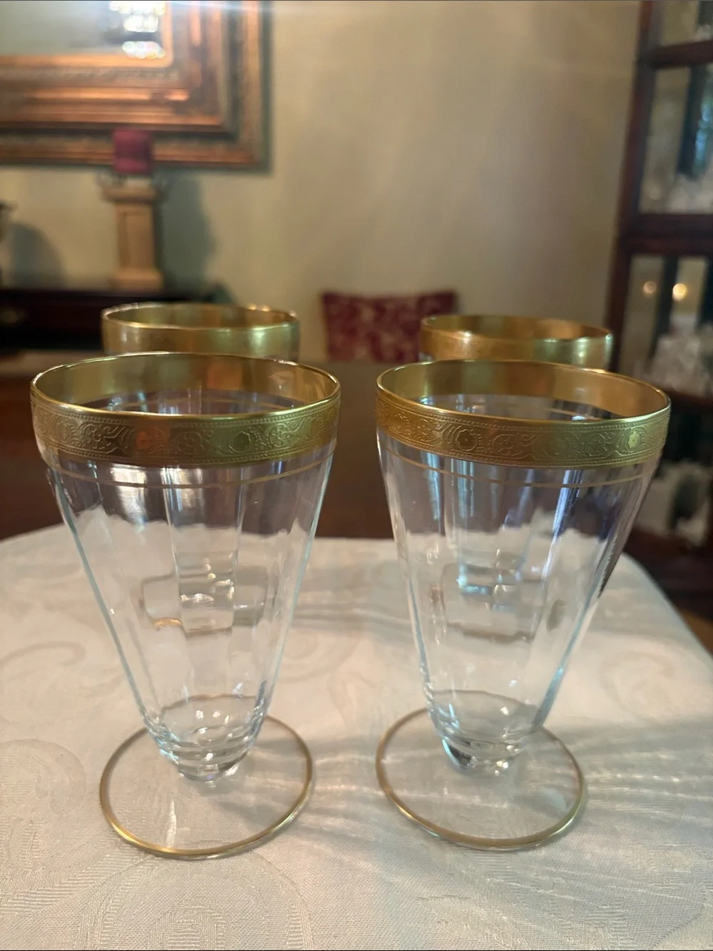 Vintage rambler Rose Gold-Rimmed Tiffin Franciscan glass‎ tumblers 5.5”